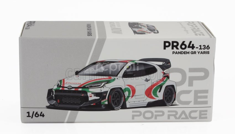 Pop-race-limited Toyota Yaris Gr Pandem 2022 1:64 Bílá Zelená Červená