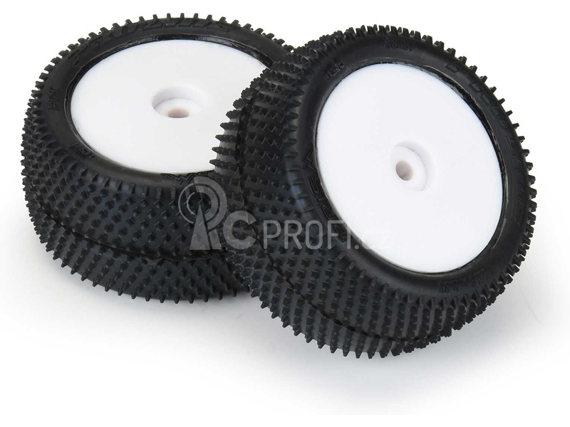 Pro-Line kolo 1:18, pneu Prism Carpet zadní, disk H8 bílý (2) (Losi Mini-B)