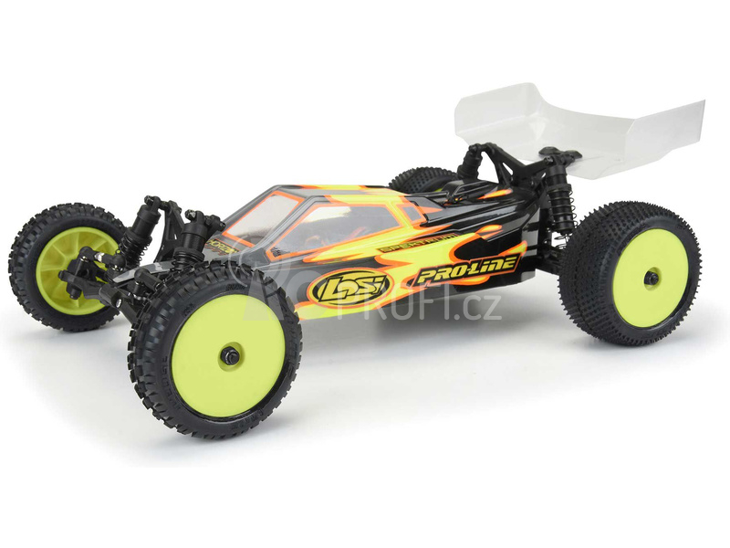 Pro-Line kolo 1:18, pneu Wedge Carpet přední, disk H8 žlutý (2) (Losi Mini-B)