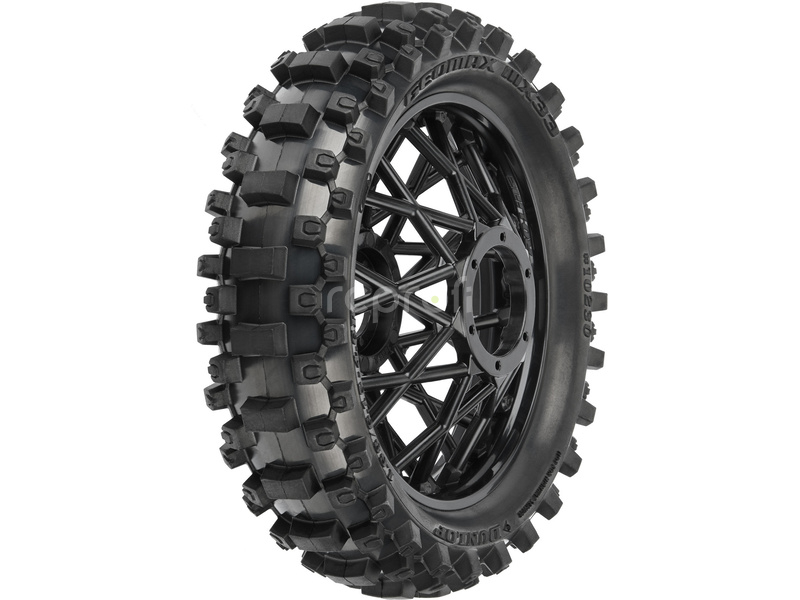 Pro-Line kolo s pneu Dunlop Geomax MX33 V2 Bead CR4 zadní, disk černý: PM-MX