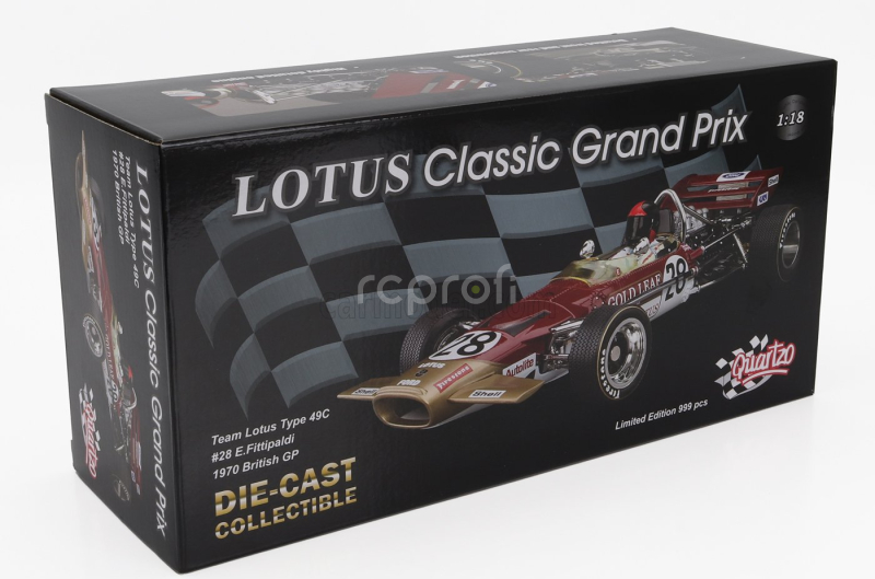 Quartzo Lotus F1  49c Ford Team Lotus N 28 British Gp 1970 Emerson Fittipaldi 1:18 Červená Bílá