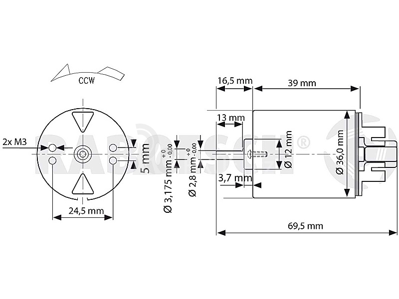 Raboesch motor stejnosměrný Blue RM-530 TRQ 7.2V