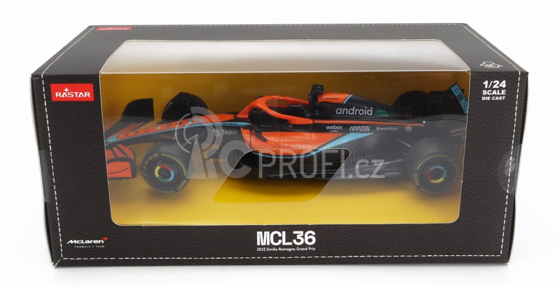 Rastar Mclaren F1 Mcl36 Mercedes Team Mclaren N 4 3rd Emilia Romagna Italy Gp 2022 Lando Norris 1:24 Oranžová Světle Modrá