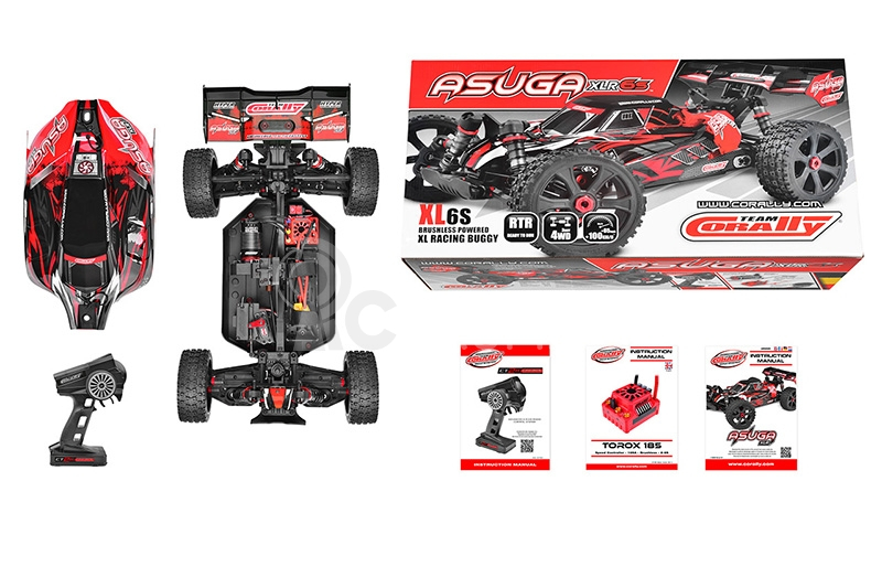 RC auto Asuga XLR 6S - buggy 4WD - RTR, červená