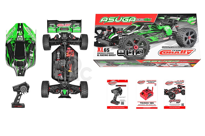 RC auto Asuga XLR 6S - buggy 4WD - RTR, zelená