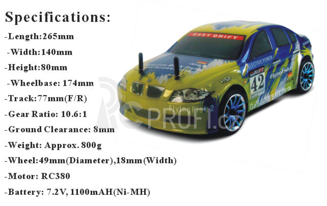 RC auto BMW DRIFT - Flying fish 2, HSP, 1/16, RTR