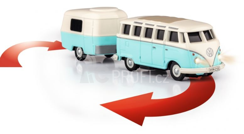RC auto CARSON VW T1 bus Samba s přívěsem
