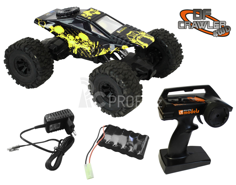 RC auto Crawler 4WD RTR, žlutočerná + náhradní baterie