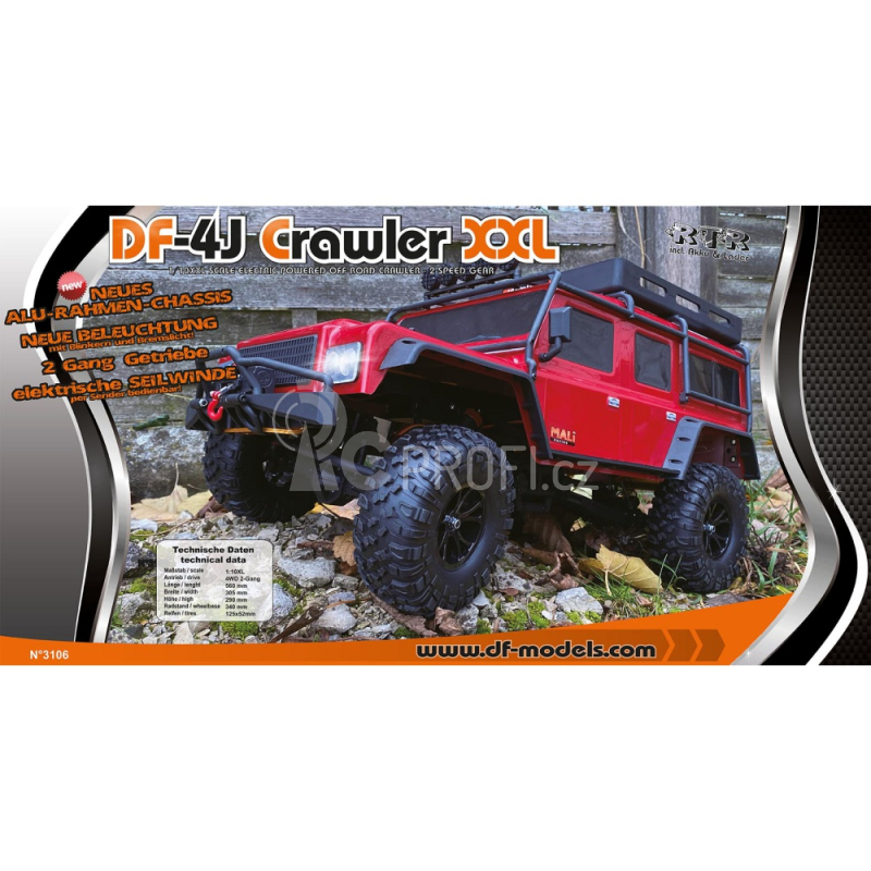 RC auto DF-4J XXL Crawler 2023, červená