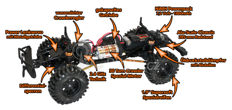 RC auto DF-4S crawler, černá