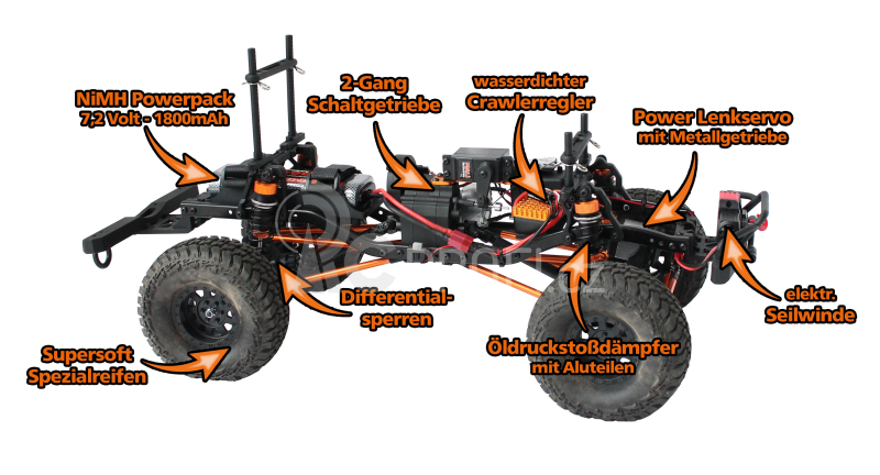 RC auto DF-4S Crawler XL 313mm Edition, červená