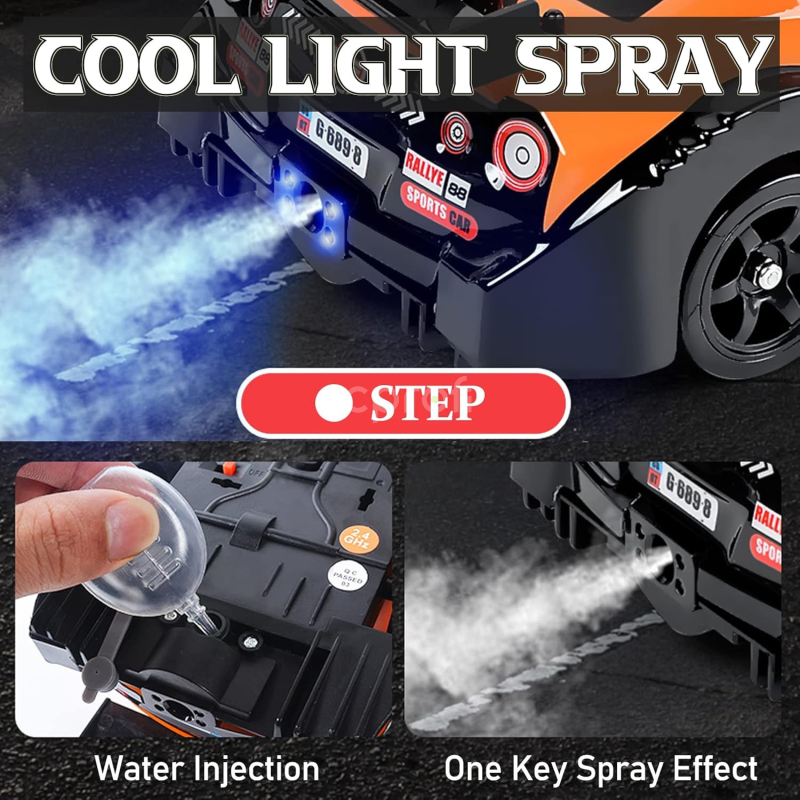 RC auto Drift Car s kouřem a LED, zelenobílá