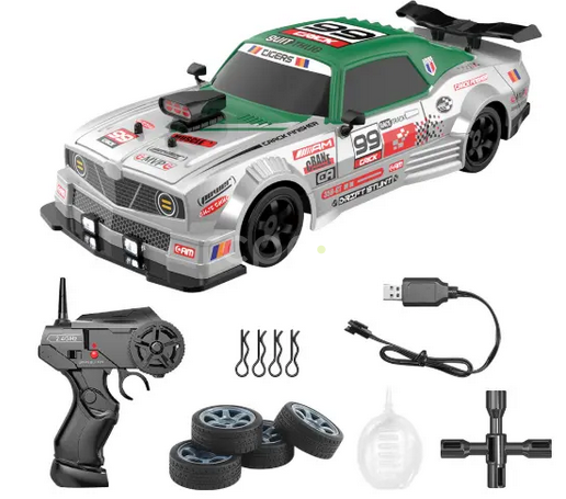 RC auto Drift Car s kouřem a LED, zelenobílá