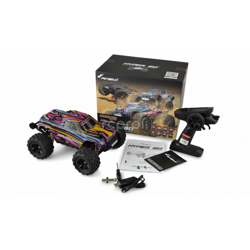 RC auto Hyper Go Monster Truck brushless, modročervená