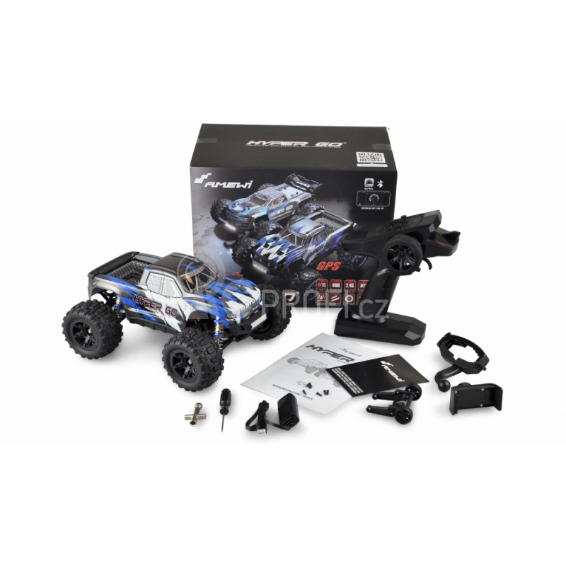 RC auto Hyper Go Monster Truck s GPS brushed, modrá