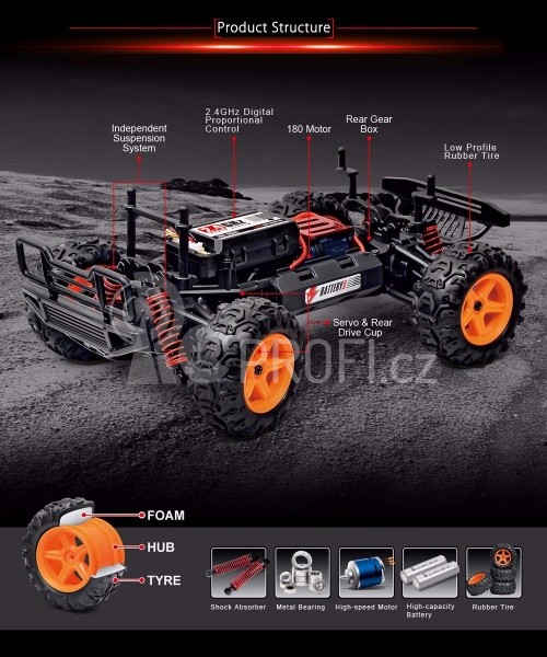 RC auto JEEP Subotech Brave, černý