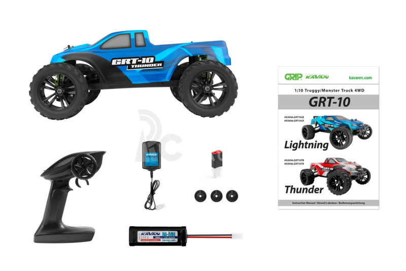 RC auto KAVAN GRT-10 Thunder 2,4 GHz 4WD Monster Truck 1:10, modrá