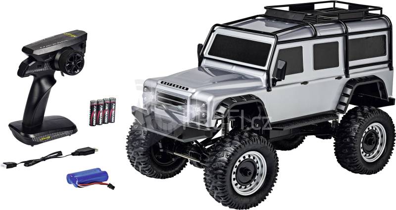 RC auto Land Rover Defender Rock Crawler, stříbrná