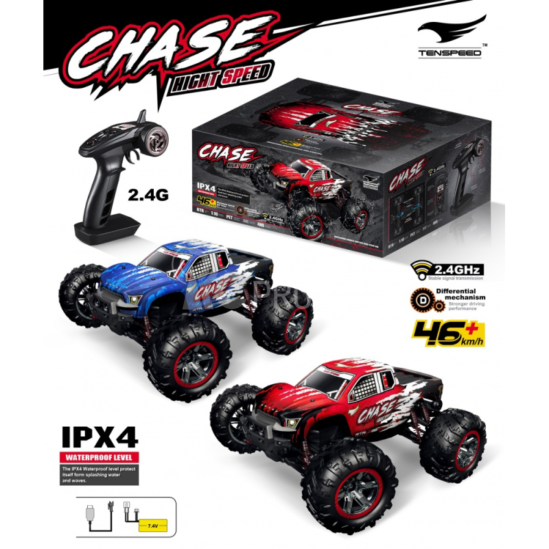 RC auto S-idee Monster truck, červená