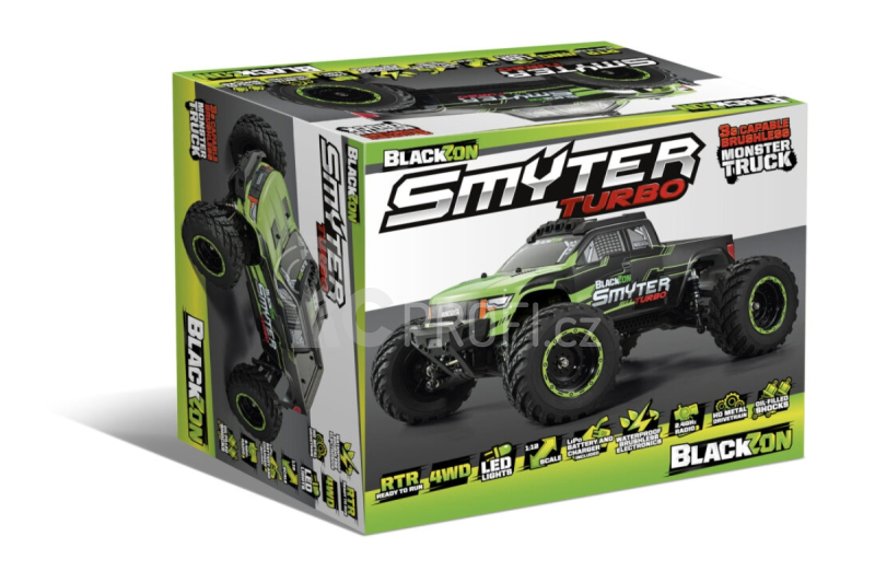 RC auto Smyter MT Turbo 3S Brushless 1/12 4WD Monster Truck, zelená