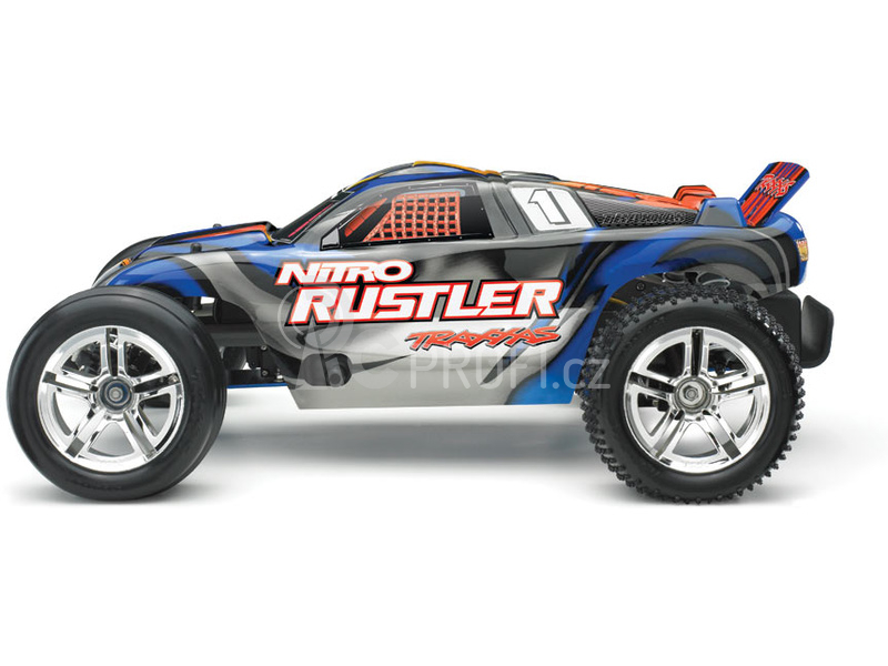 RC auto Traxxas Nitro Rustler 1:10, modrá