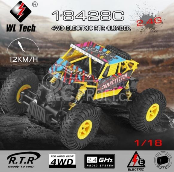 RC crawler Competition 1:18, žlutá