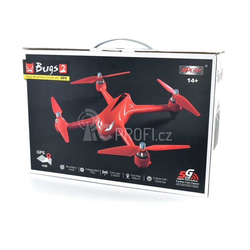 Dron MJX Bugs 2 brushless, červená