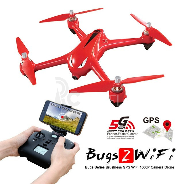 Dron MJX Bugs 2 brushless, červená