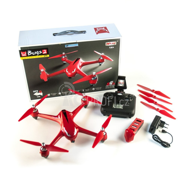 Dron MJX Bugs 2 brushless, červená