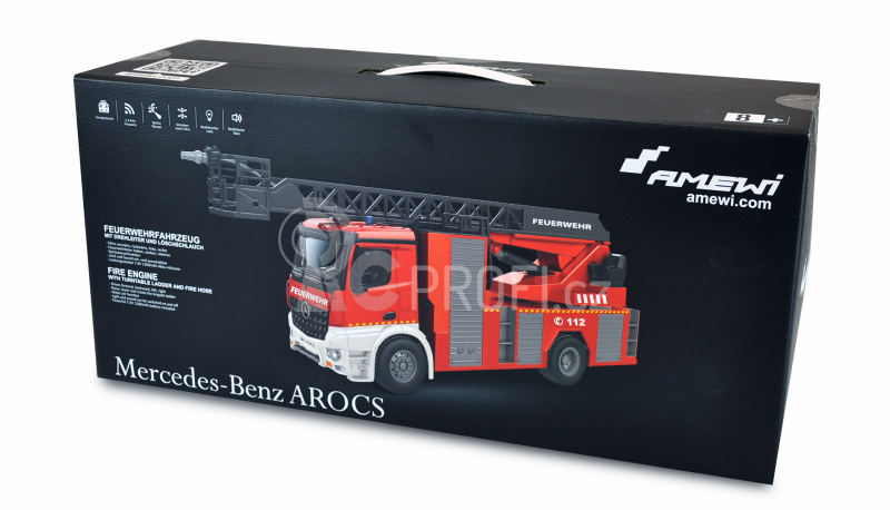 RC hasičský vůz Mercedes-Benz Arocs s žebříkem, 1:14