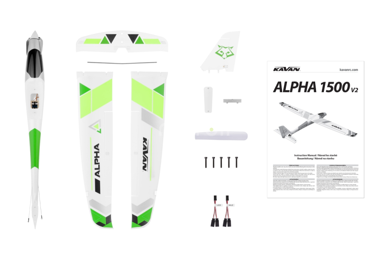 RC letadlo Alpha 1500 V2 ARF, zelená