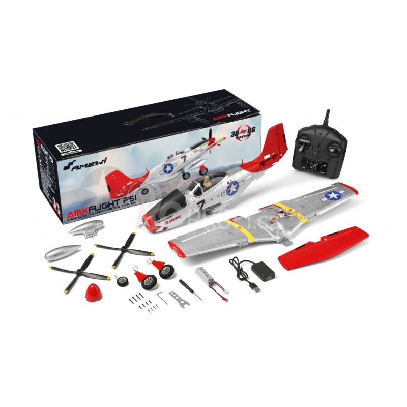 RC letadlo AMXFlight P51 4 kanály 3D/6G