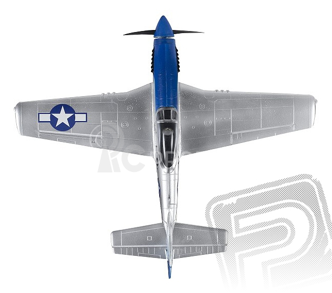 RC letadlo P-51 Mustang (Baby WB)  - mód 1 stříbrný