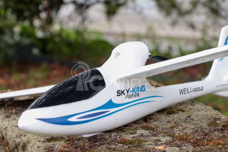 RC letadlo Sky King F959, modrá + náhradní baterie