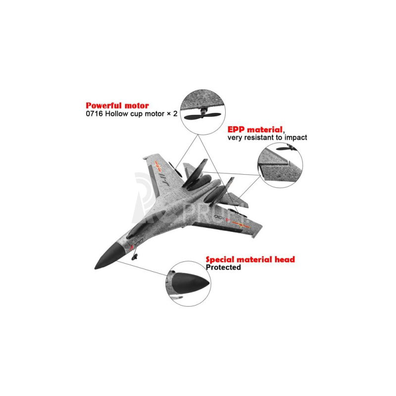 RC letadlo SU-27, šedá