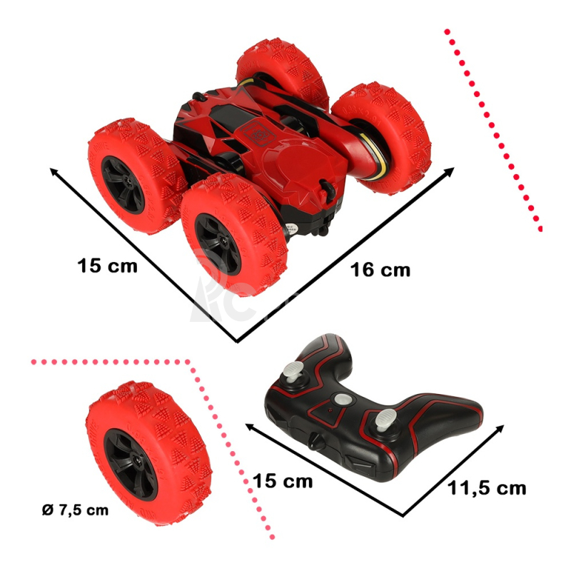 RC oboustranné auto Atom Max, červená