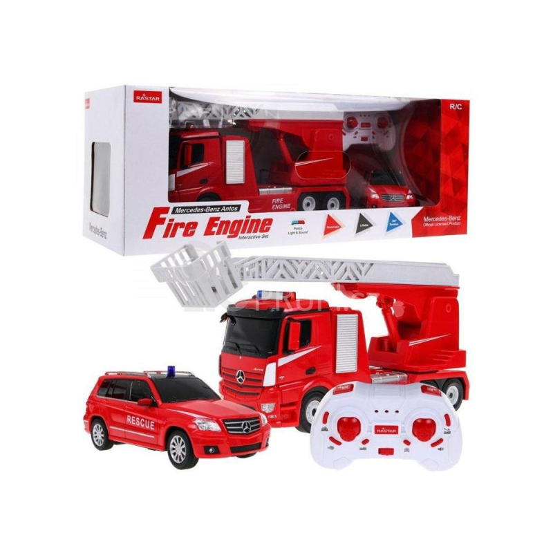 RC sada 2v1 hasičské vozy Mercedes-Benz 1:14 a 1:24