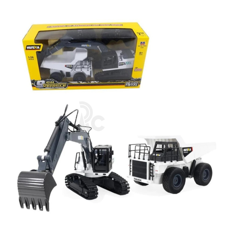 RC sada bagr a sklápěč HN559 1:24, bílá