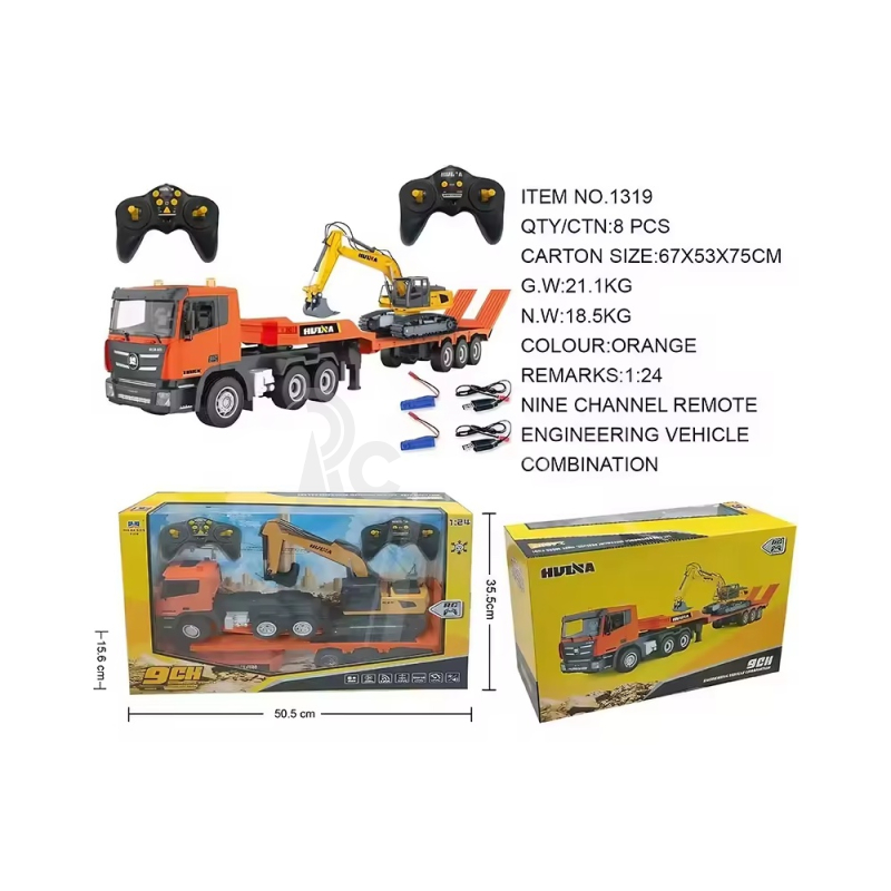 RC sada podvalníku a bagru 1:24