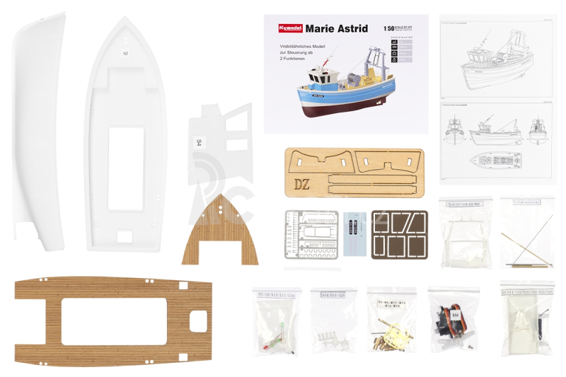 RC stavebnice Marie Astrid rybářský člun 1:50 kit