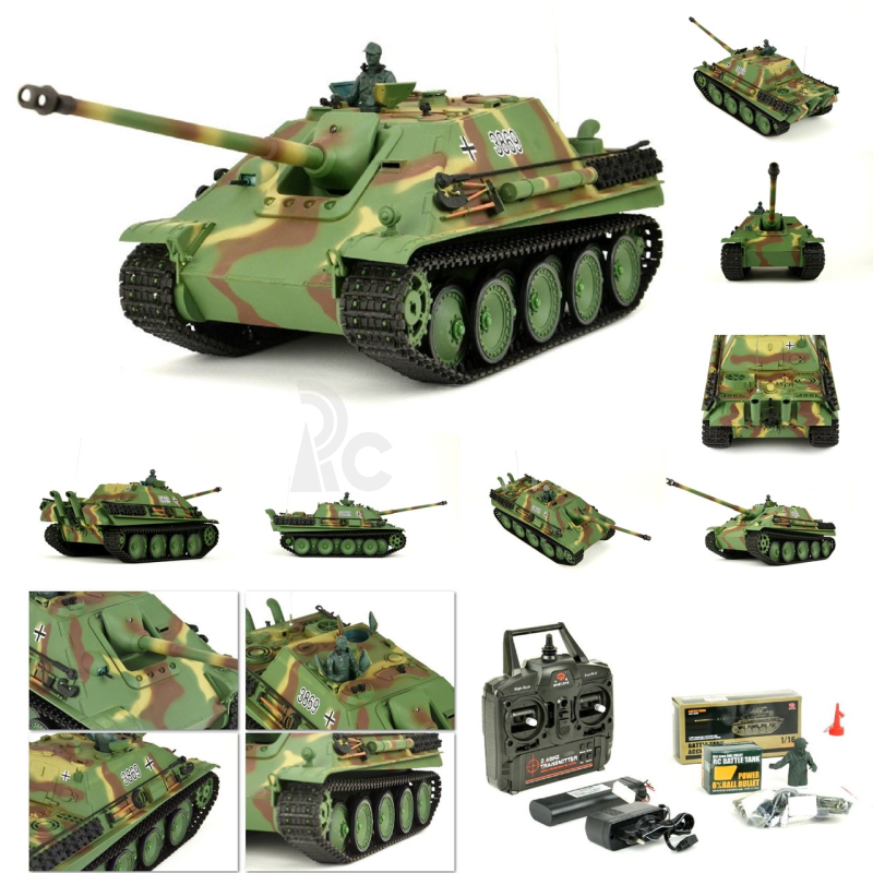 RC tank German JagdPanther 1:16 camo, BB IR