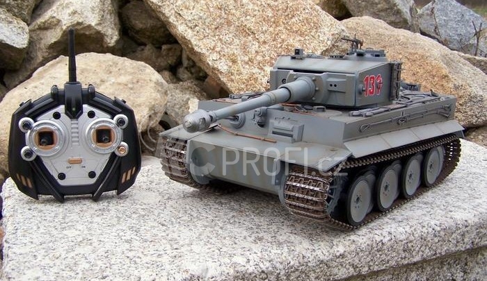 RC tank Tiger I 1:16 IR, šedá