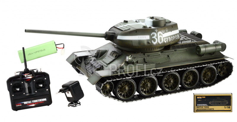 RC tank T-34 1:16 BB, zelená