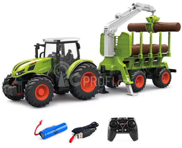 RC traktor Korody s přívěsem na dřevo 1:24