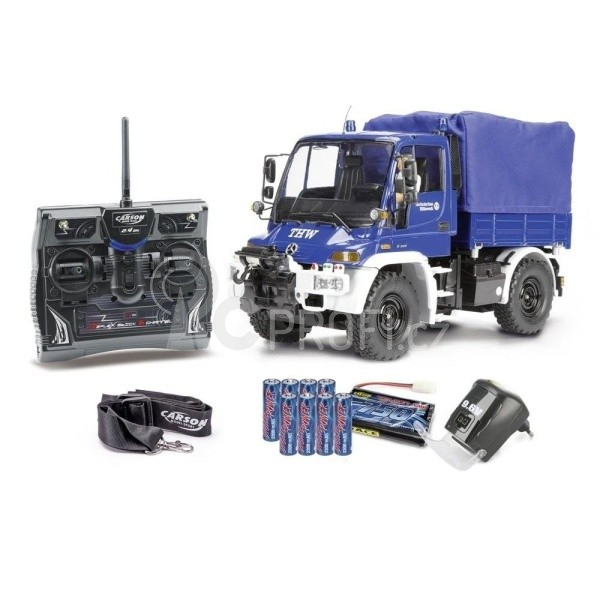 RC Unimog U300 THW s modrou plachtou