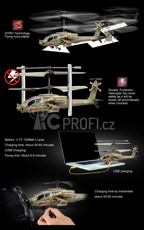 RC vrtulník Syma S109G APACHE AH-64