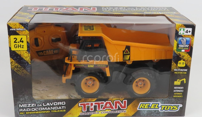Re-el toys Case Titan Dumper Cassone Ribaltabile Cava Mineraria - Mining Truck 2013 1:24 Žlutá Černá