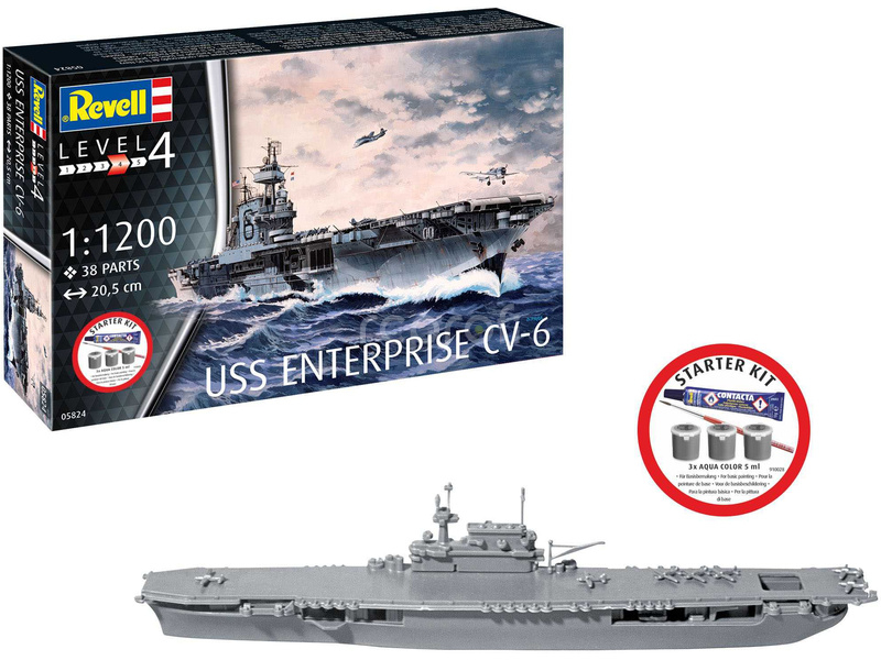Revell USS Enterprise CV-6 (1:1200) (Starter Kit)