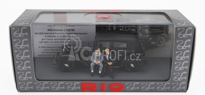 Rio-models Alfa romeo 1750 6c With Gabriele D'annunzio And Tazio Nuvolari Figures 1932 1:43 Black