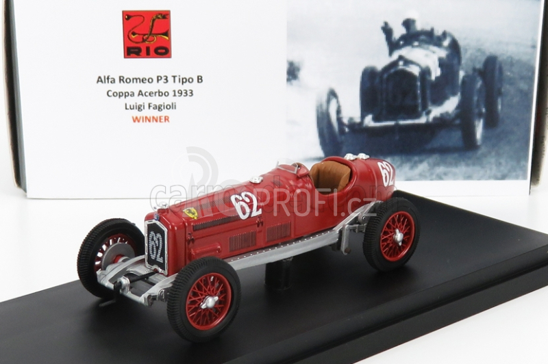 Rio-models Alfa romeo F1  P3 Tipo B N 62 Winner Coppa Acerbo 1933 L.fagioli 1:43 Red